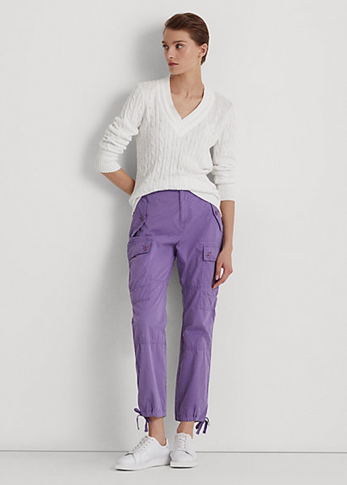 Fashion Ralph Lauren Pants - Purple Womens Featherweight Twill Cargo Ankle
